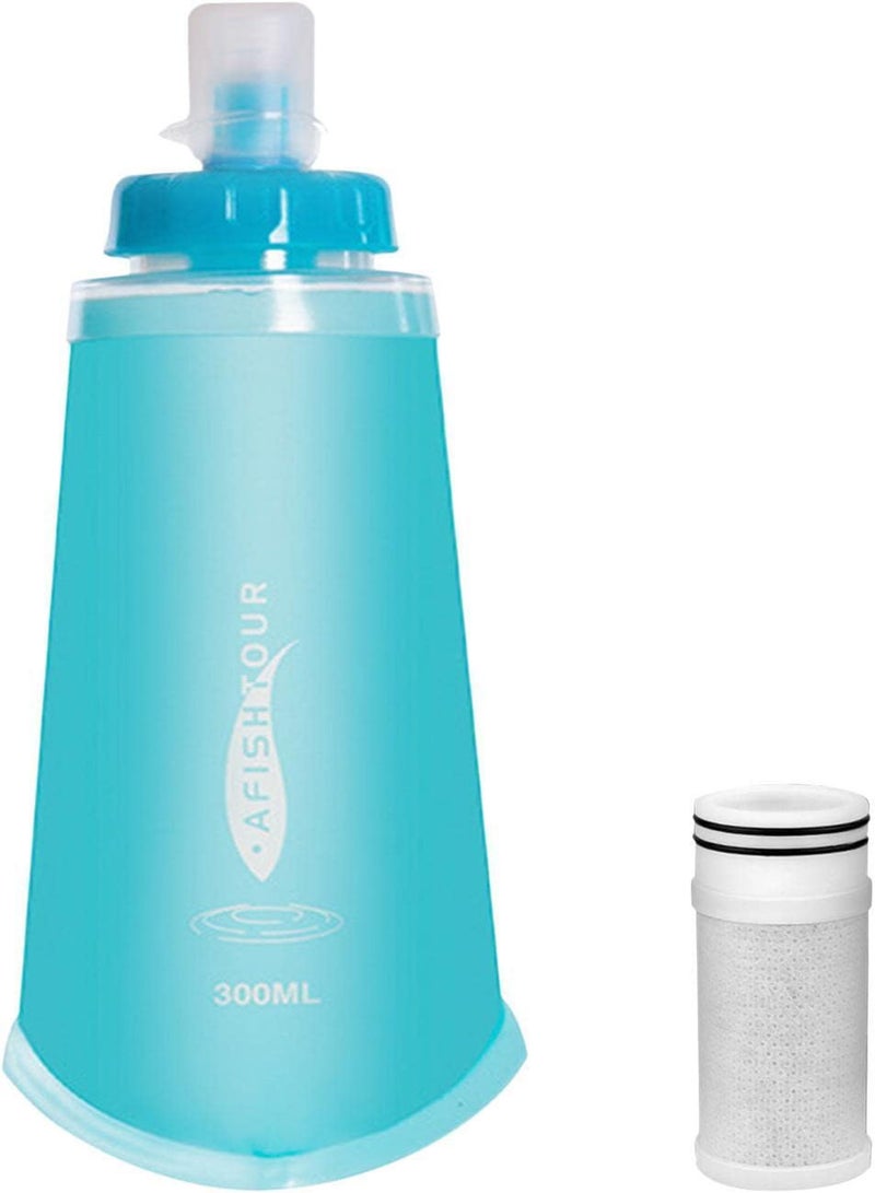 GGOOT Foldable Water Bottles - Portable Water Bottle For Outdoors | Squeeze Bottle Water Filter System For Trail Running, Through Hiking, Travel, Cycling, And Fishing, Dark Mountain - Image 1