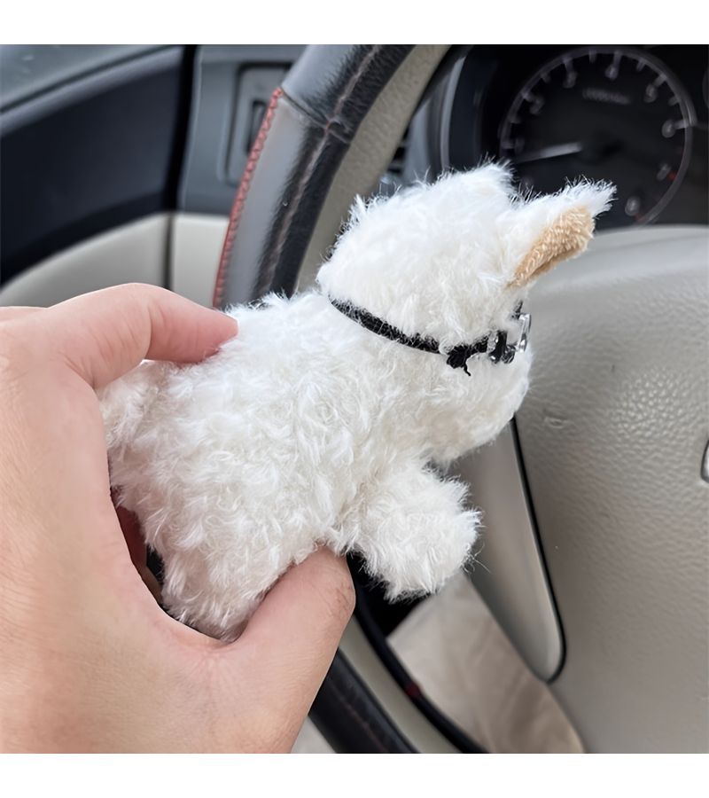 Type B Plush Puppy Car Decor Fluffy Steering Column and Wiper Stalk Adornment Cute Gift for Women New Car Owners Easy Installation Accessory for Vehicle Interior Styling - Image 2