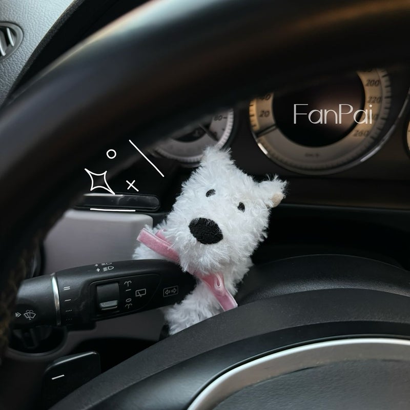 Type B Plush Puppy Car Decor Fluffy Steering Column and Wiper Stalk Adornment Cute Gift for Women New Car Owners Easy Installation Accessory for Vehicle Interior Styling - Image 1