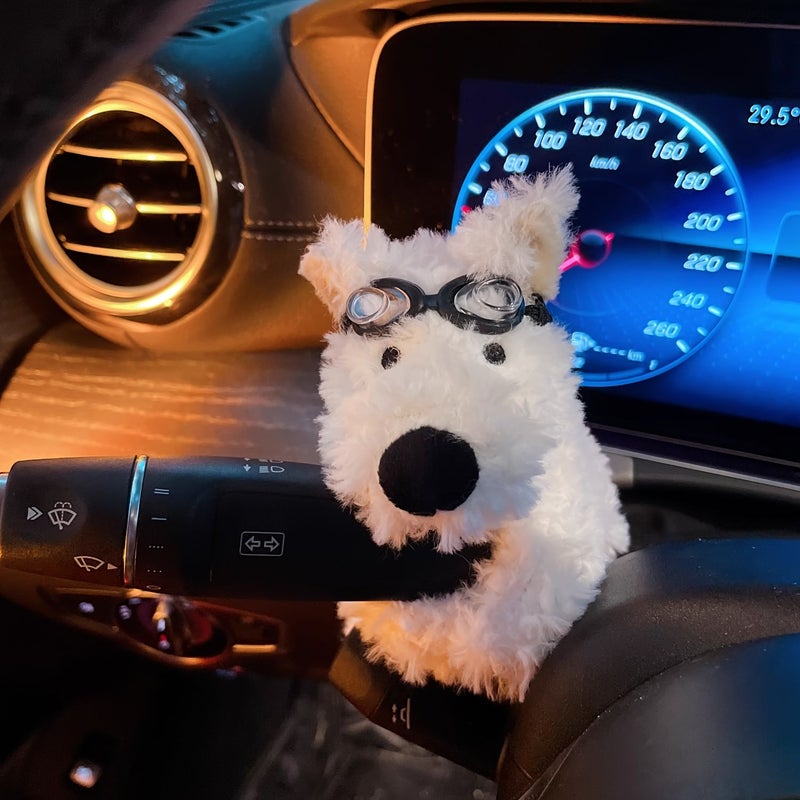 Type B Plush Puppy Car Decor Fluffy Steering Column and Wiper Stalk Adornment Cute Gift for Women New Car Owners Easy Installation Accessory for Vehicle Interior Styling - Image 4