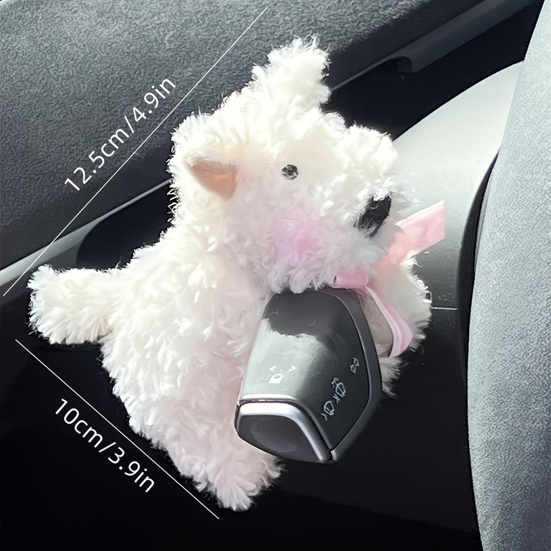 Type B Plush Puppy Car Decor Fluffy Steering Column and Wiper Stalk Adornment Cute Gift for Women New Car Owners Easy Installation Accessory for Vehicle Interior Styling - Image 5