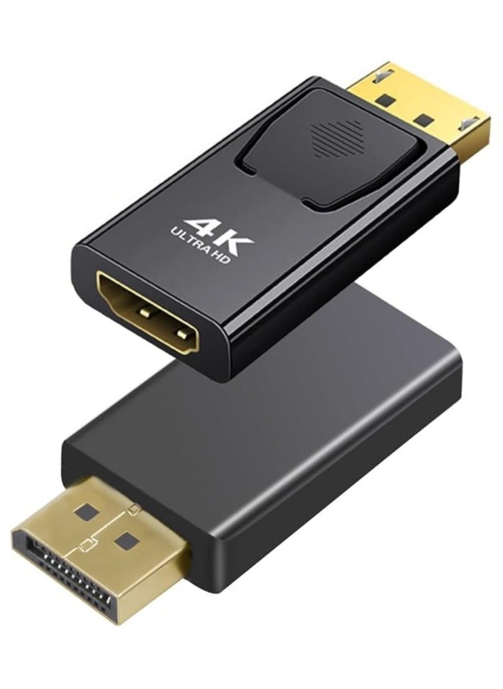 إيروريكس محول 4K DisplayPort إلى HDMI، 2 حزمة محول DP PC أحادي الاتجاه إلى HDMI، منفذ عرض 4K Ultra HD DP إلى محول HDMI (ذكر إلى أنثى)، متوافق مع Lenovo Dell HP  - Image 1