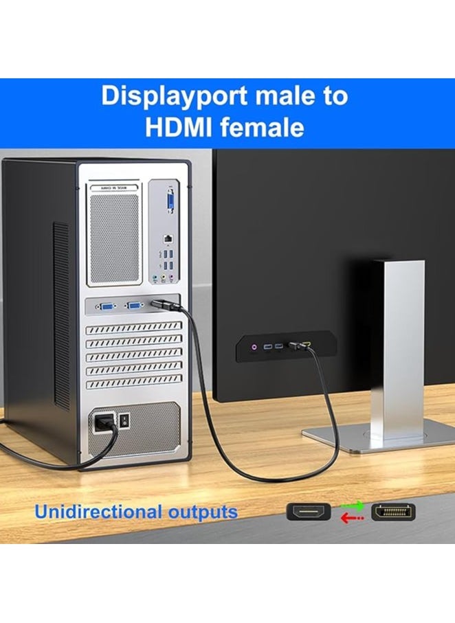 إيروريكس محول 4K DisplayPort إلى HDMI، 2 حزمة محول DP PC أحادي الاتجاه إلى HDMI، منفذ عرض 4K Ultra HD DP إلى محول HDMI (ذكر إلى أنثى)، متوافق مع Lenovo Dell HP  - Image 2