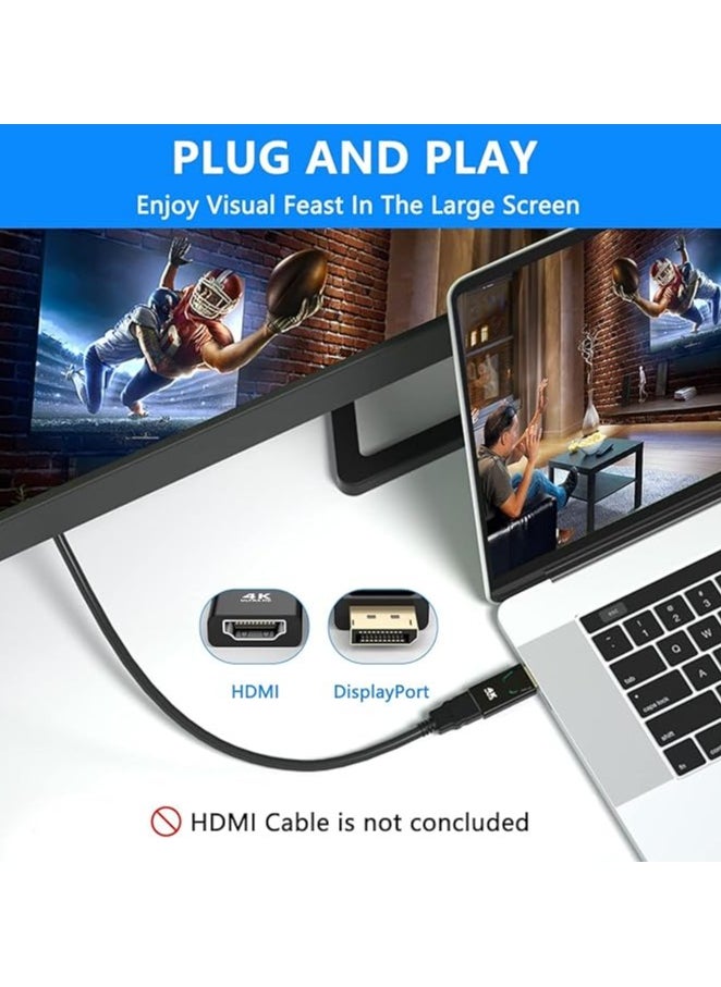 إيروريكس محول 4K DisplayPort إلى HDMI، 2 حزمة محول DP PC أحادي الاتجاه إلى HDMI، منفذ عرض 4K Ultra HD DP إلى محول HDMI (ذكر إلى أنثى)، متوافق مع Lenovo Dell HP  - Image 3