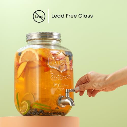 JoyJolt 1-Gallon Drink Dispenser. Glass Beverage Dispenser with Stainless steel Spigot plus Ice Cylinder and Fruit Infuser! Water Dispenser, Lemonade Stand, Juice Container - Drink Dispensers for Parties - Image 5