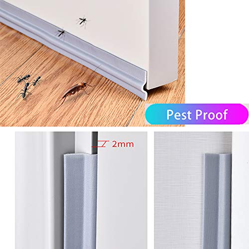 Cuysfead 118 Inch Window Draft Stopper Foam Door Seal Strip Self Adhesive, Window Insulation Tape and Door Side Weather Stripping Soundproof, Door Bottom Sweep Noise Gap Blocker (T Shape, Grey) - Image 5