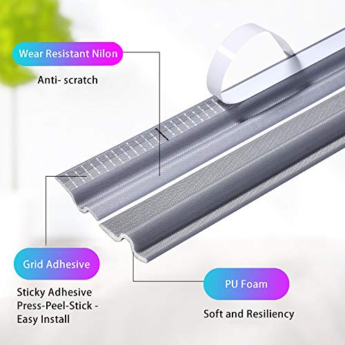 Cuysfead 118 Inch Window Draft Stopper Foam Door Seal Strip Self Adhesive, Window Insulation Tape and Door Side Weather Stripping Soundproof, Door Bottom Sweep Noise Gap Blocker (T Shape, Grey) - Image 2