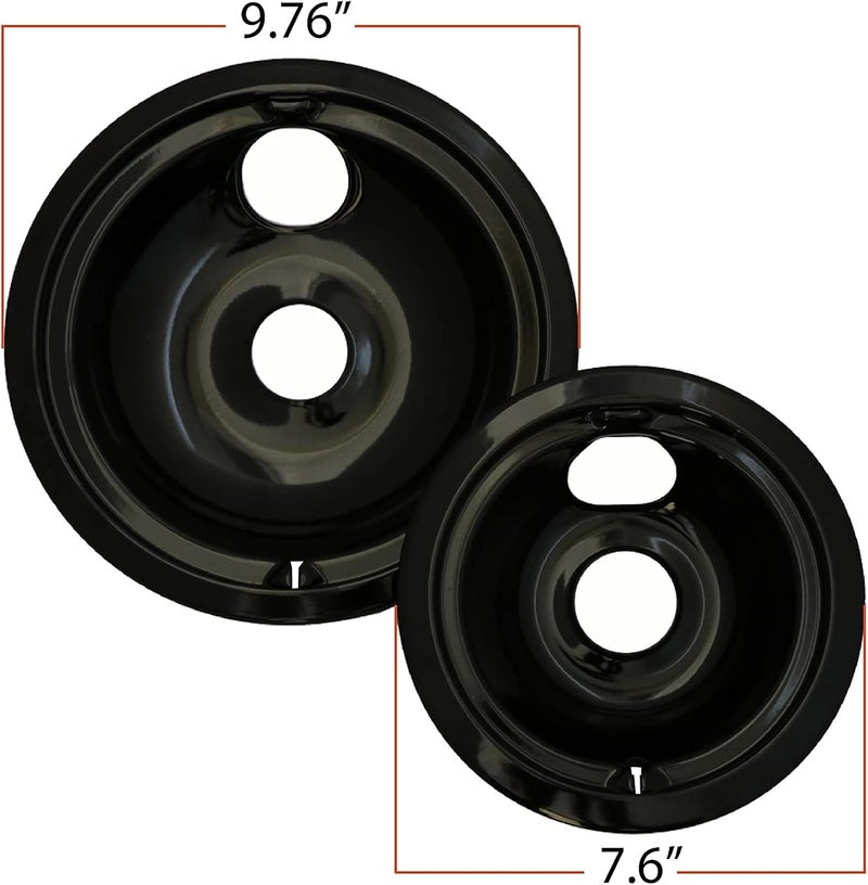 Kitchen Basics 101 WB31M20 WB31M19 Replacement Range Cooktop Porcelain Drip Pans for GE 2 6-Inch & 2 8-Inch Pans, 4 Pc Made in the USA Stackable design - Image 2