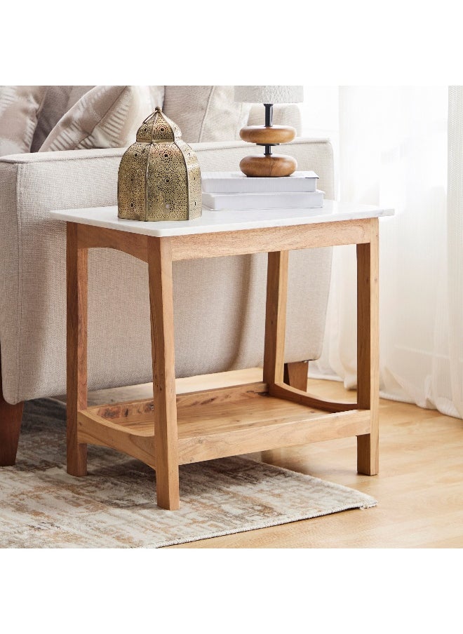 Home Box Midtown Marble Top Long End Table With Shelf  - Image 1