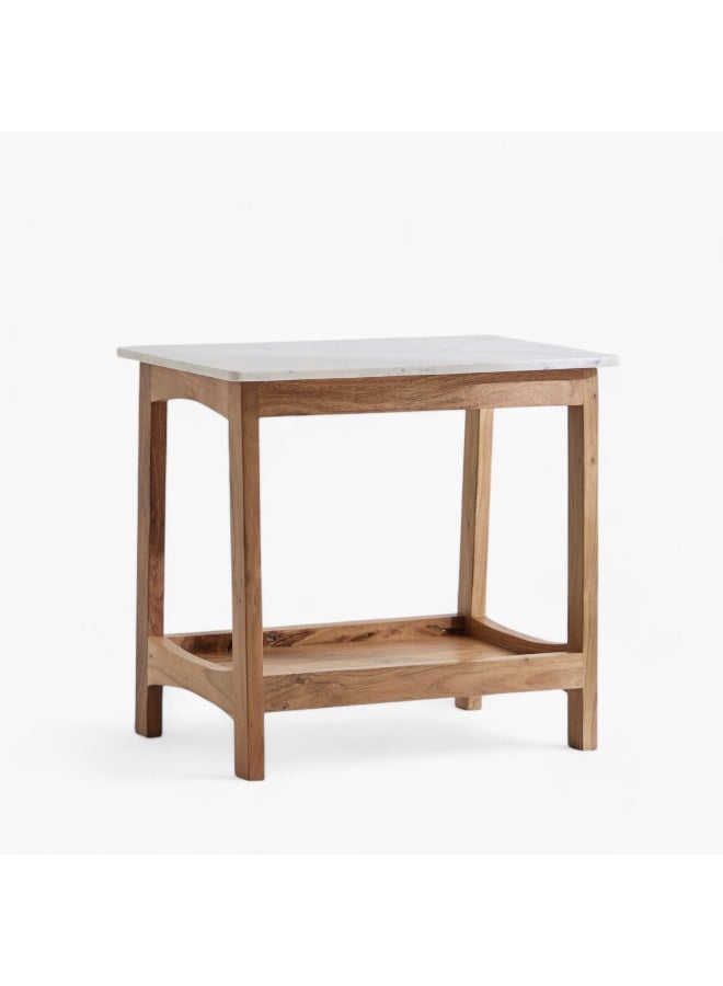 Midtown Marble Top Long End Table With Shelf