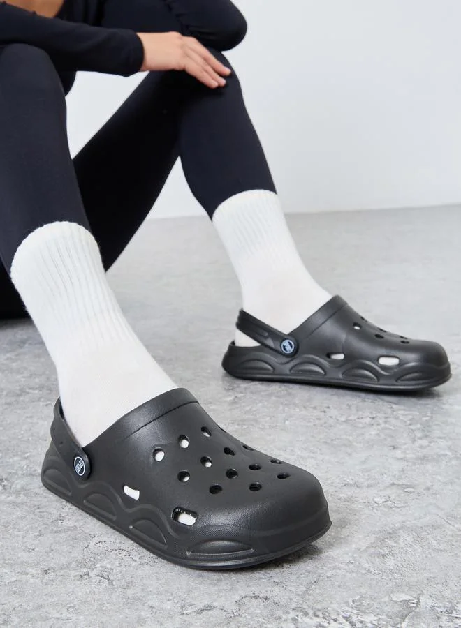 Take Two Take Two Vamp Perforated Solid Heel Strap Clogs