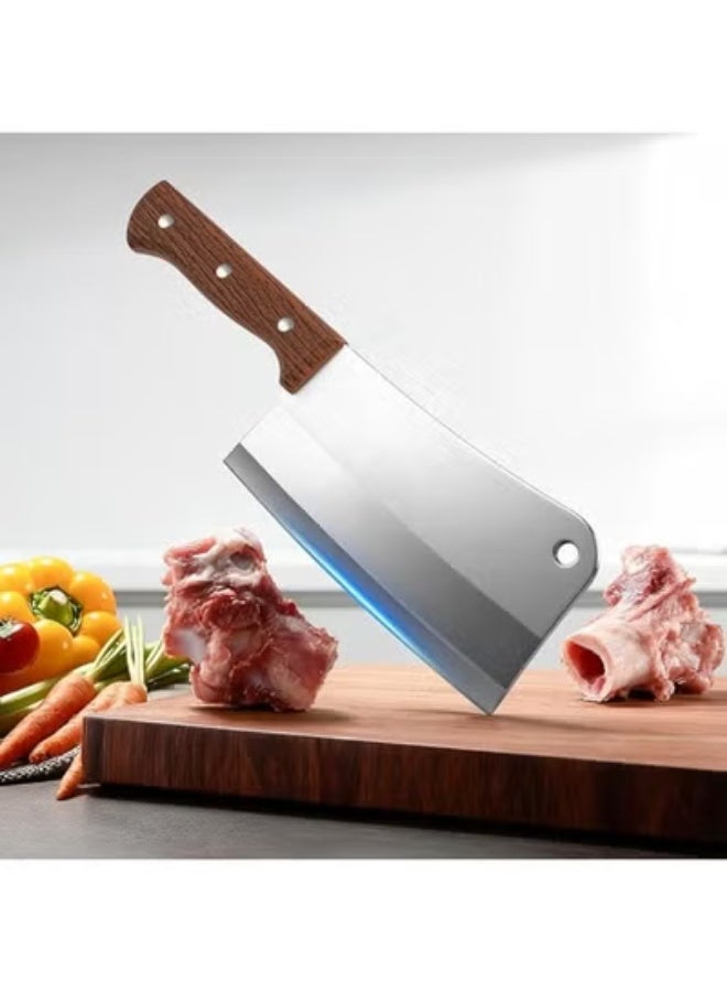 High Quality Heavy Duty Meat Cleaver Knife, Premium Stainless Steel Butcher Chopper with Ergonomic Wooden Handle for Meat Chopping and Bone Cutting - Image 2