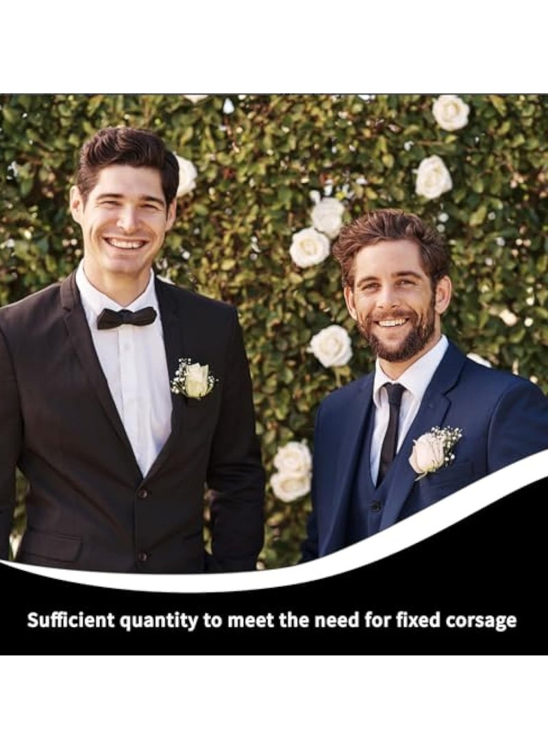 KASTWAVE 20 Pcs Boutonniere Sleeve, Pocket Boutonniere Plastic Flower Sleeve, Pocket Boutonniere Holder for Suit Jacket Pocket, Pocket Square Boutonniere for Wedding Groomsmen, No need to Poke Holes - Image 4