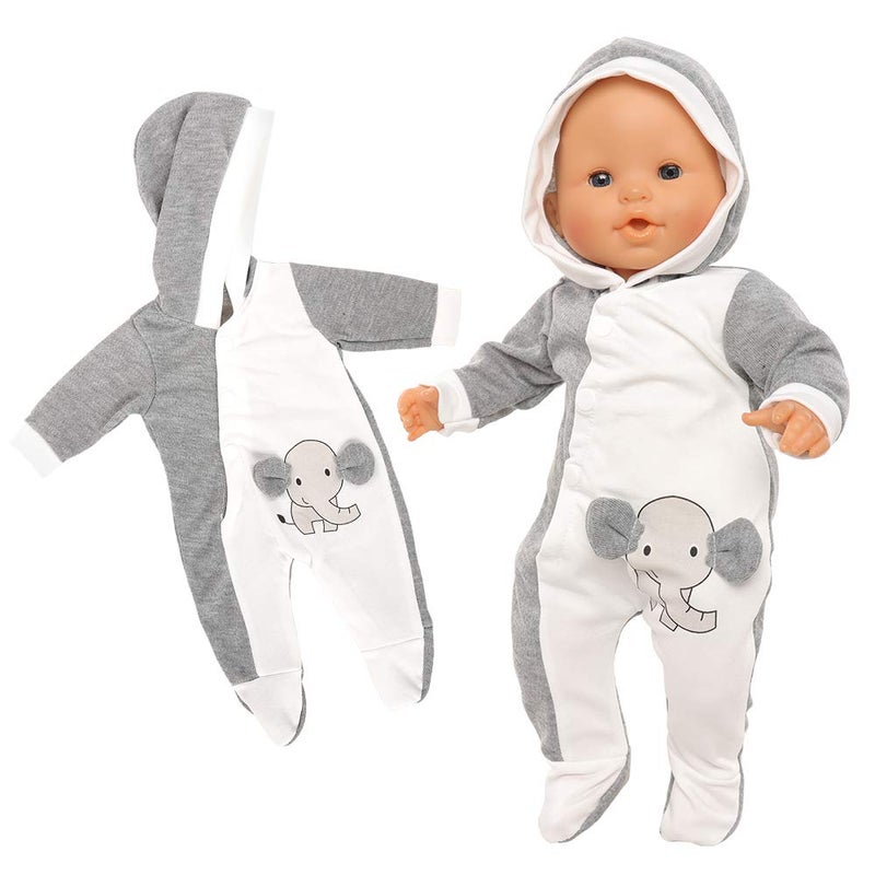 ENOCHT Baby Doll Clothes Casual Cute Handmade Elephant LongSleeved Clothing Set Outfit with Hat for 14 Inch Dolls Gift Set - Image 2