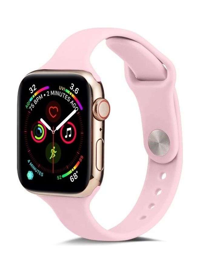 NIBEMINENT Thin Silicone Replacement Wrist Strap Watchband For Apple Watch Series 1/2/3/4/5 38-40mm Pink - Image 1