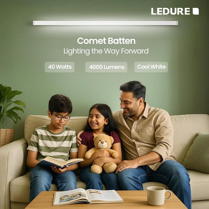 LEDURE Comet Batten Series: Energy-Efficient 40 W LED Tubelight Batten | Internal Driver | Suitable for Wall & Surface Mounting (Warm White, Pack of 1) - Image 4