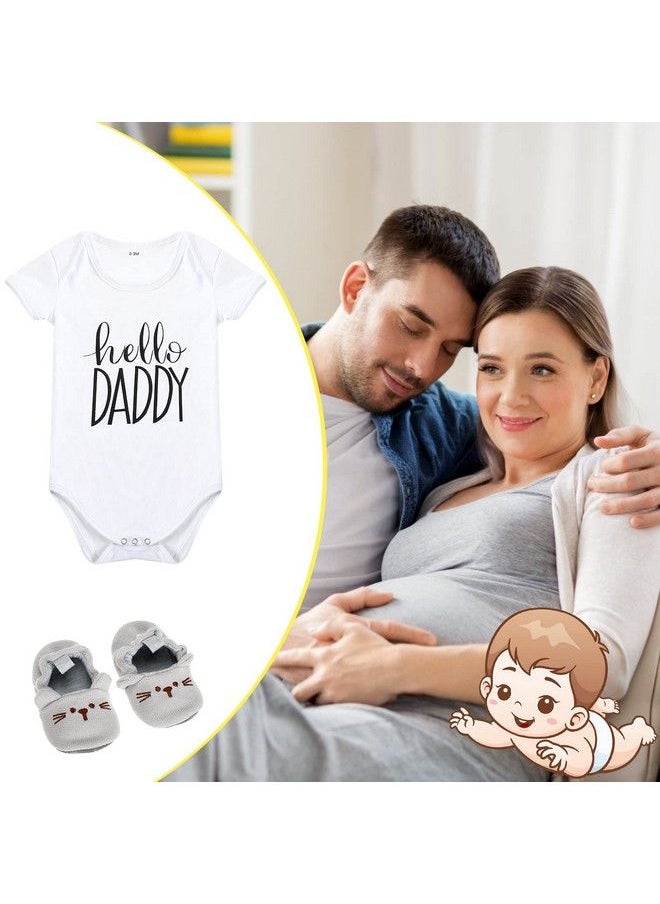 Jiuguva - Surprise Pregnancy Announcements For Dad Pregnancy Test Keepsake Box Wooden Baby Announcement Box Hello Daddy Baby Bodysuit Baby Shoes Pregnancy Reveal Card Envelope Baby Gift Sets For Husband Partner - Image 1
