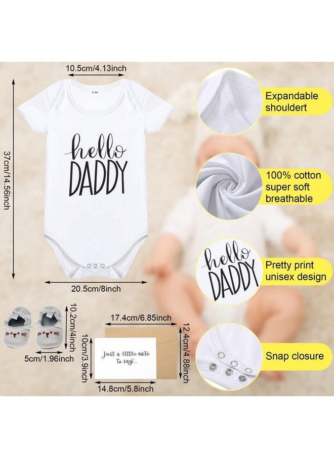 Jiuguva - Surprise Pregnancy Announcements For Dad Pregnancy Test Keepsake Box Wooden Baby Announcement Box Hello Daddy Baby Bodysuit Baby Shoes Pregnancy Reveal Card Envelope Baby Gift Sets For Husband Partner - Image 1