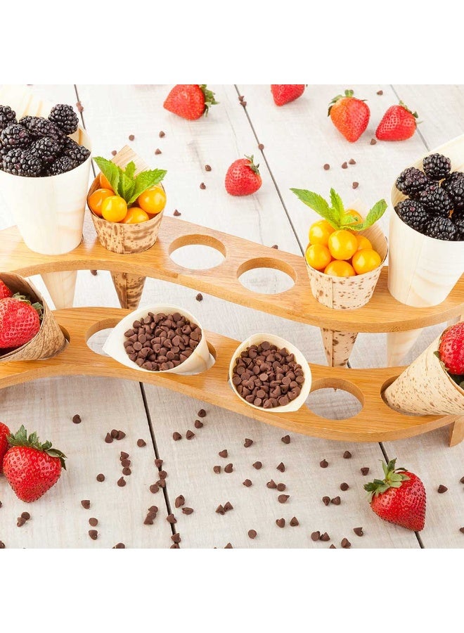 Restaurantware Curved Multi Level Food Cone and Sushi Hand Roll Display Stand: Perfect for Restaurants, Catered Events, and Buffets - Holds 12 Cones - Made from Organic Bamboo - 1ct Box - Image 3