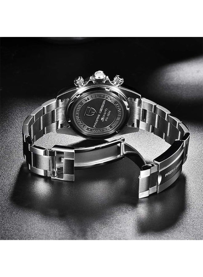 PAGANI DESIGN Men's Quartz Watches Japan Movement Ceramic Bezel Stainless Steel Band Screw-in Crown Waterproof Sport Chronograph Watch - Image 5