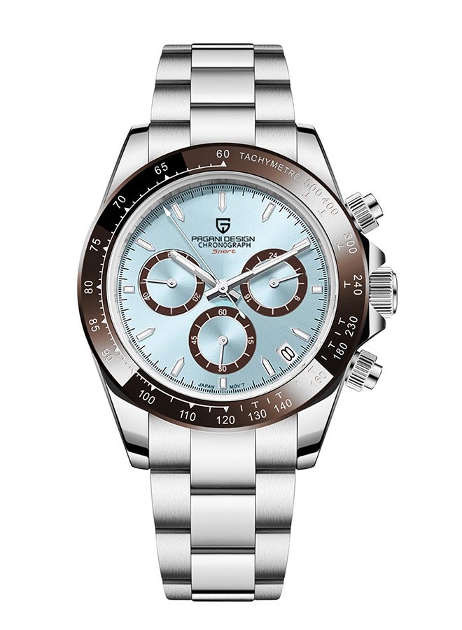 PAGANI DESIGN Men's Quartz Watches Japan Movement Ceramic Bezel Stainless Steel Band Screw-in Crown Waterproof Sport Chronograph Watch - Image 1
