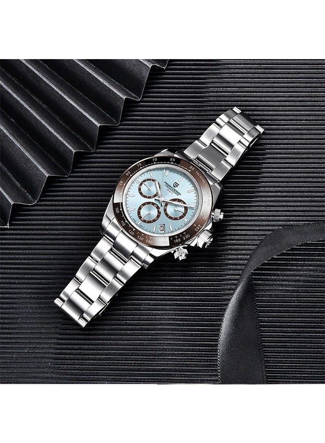 PAGANI DESIGN Men's Quartz Watches Japan Movement Ceramic Bezel Stainless Steel Band Screw-in Crown Waterproof Sport Chronograph Watch - Image 4