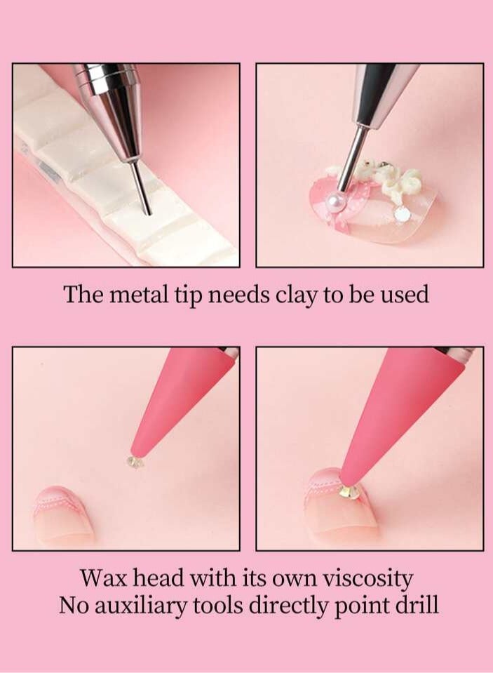 Dual-ended Wax Pen for Nail Art: Precise Pick-up of Rhinestones and Crystals | Professional DIY Tool - Image 3