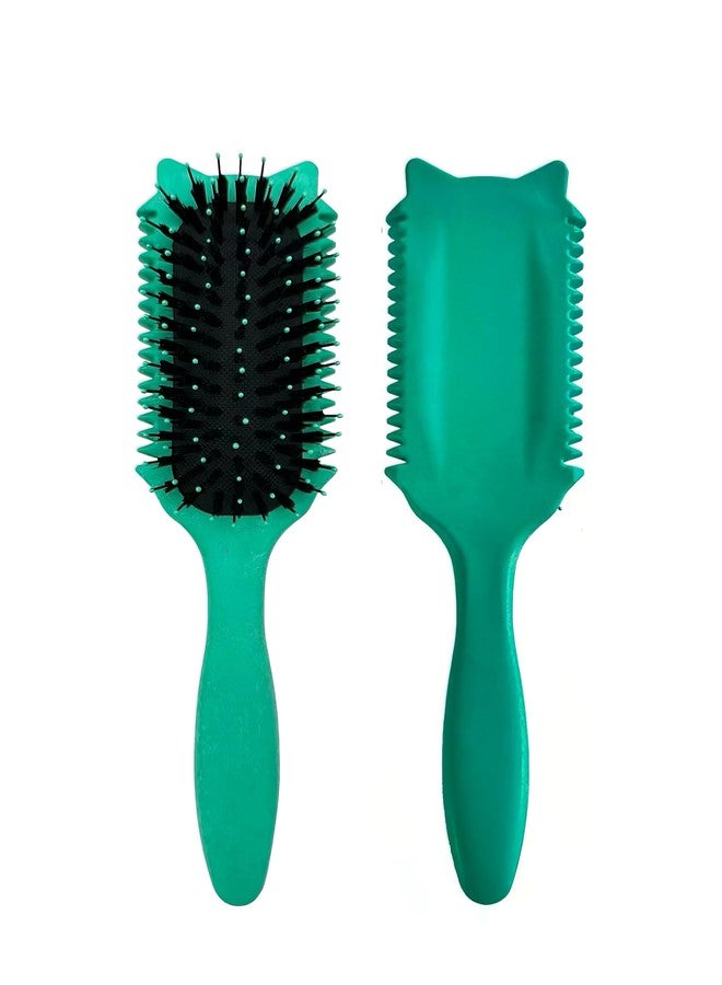 WDF Curl Defining Brush,Brush Styling for Curly Hair Waves,Defining Hair Curls For Women and Girls,New Cat Head Shape,Green - Image 1