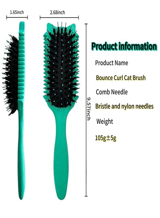 WDF Curl Defining Brush,Brush Styling for Curly Hair Waves,Defining Hair Curls For Women and Girls,New Cat Head Shape,Green - Image 2