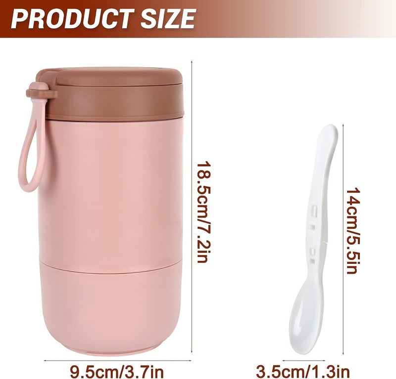 daiDokoro 730ml Stainless Steel Leakproof Lunch Pot/Meal Jar with Foldable Spoon for Office/School/College – Baby Pink - Image 5