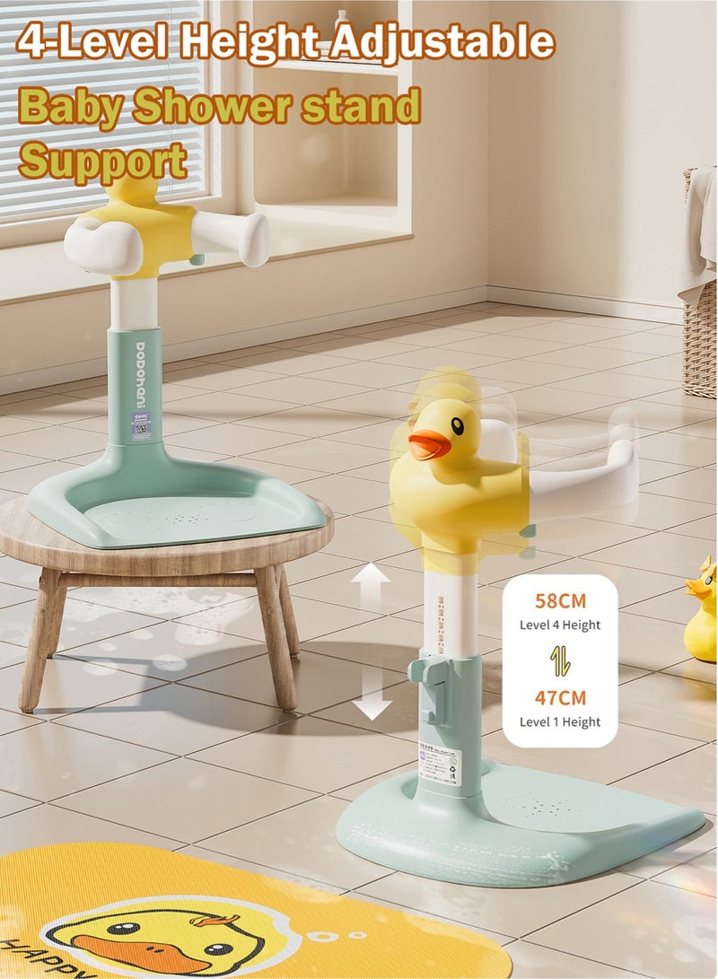 مس تيارا حامل استحمام للأطفال، محطة استحمام على شكل بطة بارتفاع قابل للتعديل مع قاعدة غير قابلة للانزلاق، مساعد استحمام محمول، حامل استحمام ذكي لتدفق المياه، حامل استحمام قابل للعناق للأطفال الرضع والأطفال الصغار - Image 3