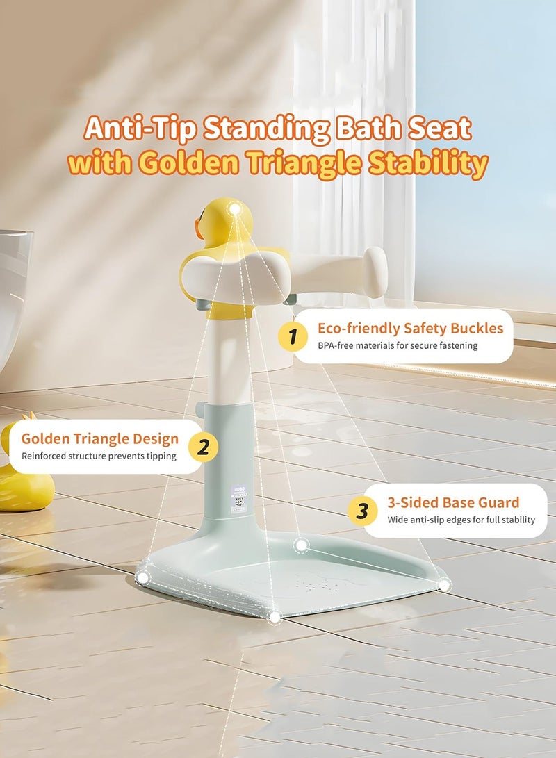 مس تيارا حامل استحمام للأطفال، محطة استحمام على شكل بطة بارتفاع قابل للتعديل مع قاعدة غير قابلة للانزلاق، مساعد استحمام محمول، حامل استحمام ذكي لتدفق المياه، حامل استحمام قابل للعناق للأطفال الرضع والأطفال الصغار - Image 2