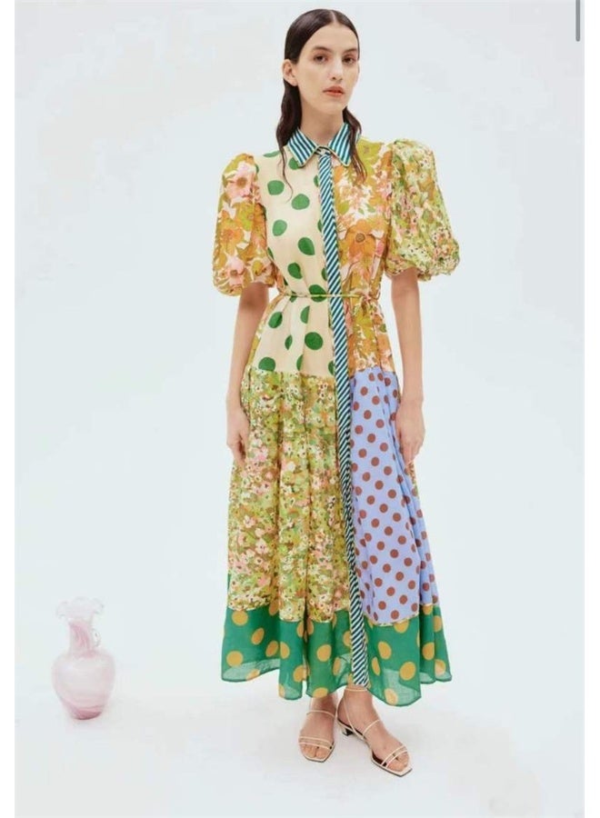 Madam Uniq Patchwork Midi Dress - Image 5
