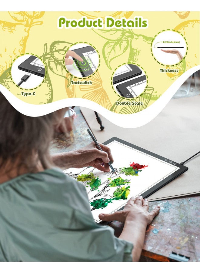 KACOLA A4 Light Pad for Diamond Painting, Light Board, Tracing Light Box by Magnetic for Weeding Vinyl, Ultra-Thin Copy Board with 3 Adjustable Brightness for Drawing, Sketching, Animation - Image 4