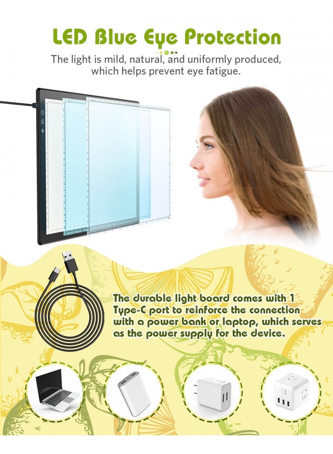 KACOLA A4 Light Pad for Diamond Painting, Light Board, Tracing Light Box by Magnetic for Weeding Vinyl, Ultra-Thin Copy Board with 3 Adjustable Brightness for Drawing, Sketching, Animation - Image 1