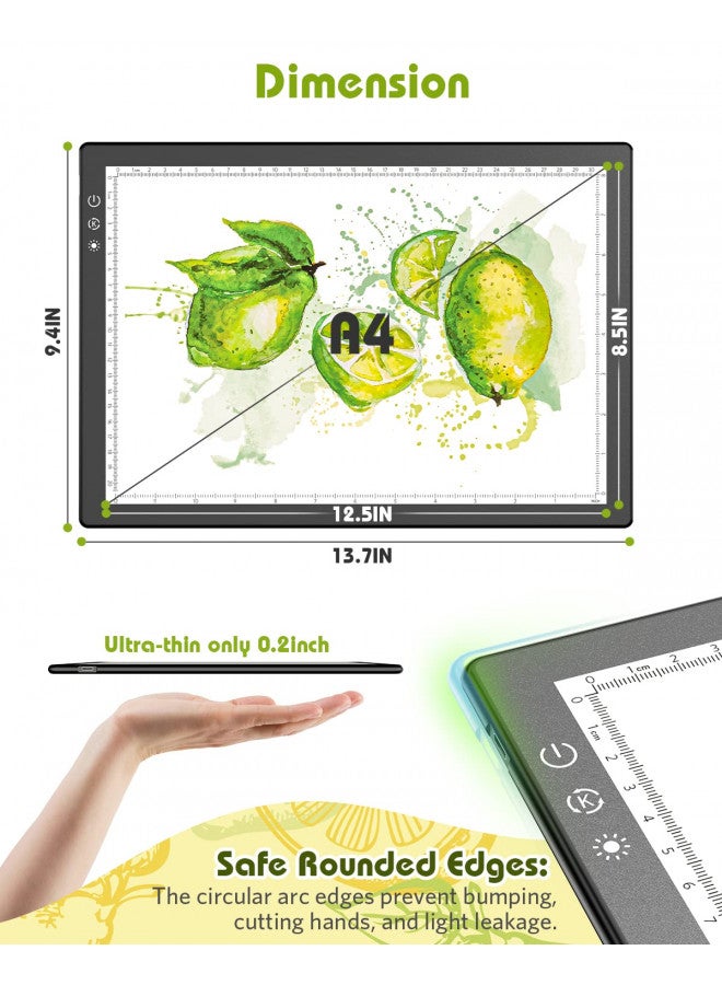 KACOLA A4 Light Pad for Diamond Painting, Light Board, Tracing Light Box by Magnetic for Weeding Vinyl, Ultra-Thin Copy Board with 3 Adjustable Brightness for Drawing, Sketching, Animation - Image 3
