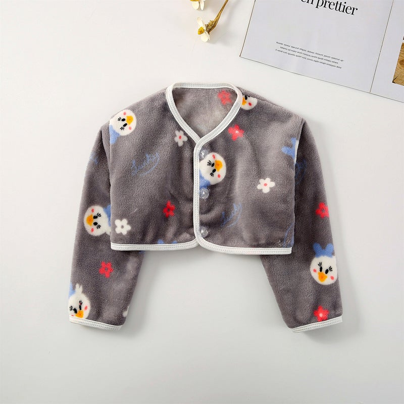 Generic Baby Summer Thin Warm Shoulder Pad Baby Air Conditioned Room Shoulder and Cervical Vertebra Small Waistcoat Sleeping Anti-freezing Hand Artifact Flannel [Grey Duckling]] 