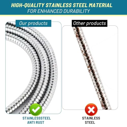 Klabb 79-Inch Extra Long Stainless Steel Shower Hose (2 Pack) – Flexible, Durable Handheld Shower Head Hose Extension with Brass Connectors, Leak-Proof, Anti-Kink & Universal Fit(2 pack) - Image 4