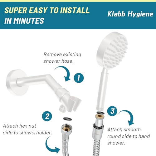 Klabb 79-Inch Extra Long Stainless Steel Shower Hose (2 Pack) – Flexible, Durable Handheld Shower Head Hose Extension with Brass Connectors, Leak-Proof, Anti-Kink & Universal Fit(2 pack) - Image 5