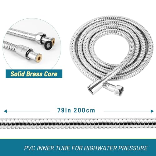 Klabb 79-Inch Extra Long Stainless Steel Shower Hose (2 Pack) – Flexible, Durable Handheld Shower Head Hose Extension with Brass Connectors, Leak-Proof, Anti-Kink & Universal Fit(2 pack) - Image 3