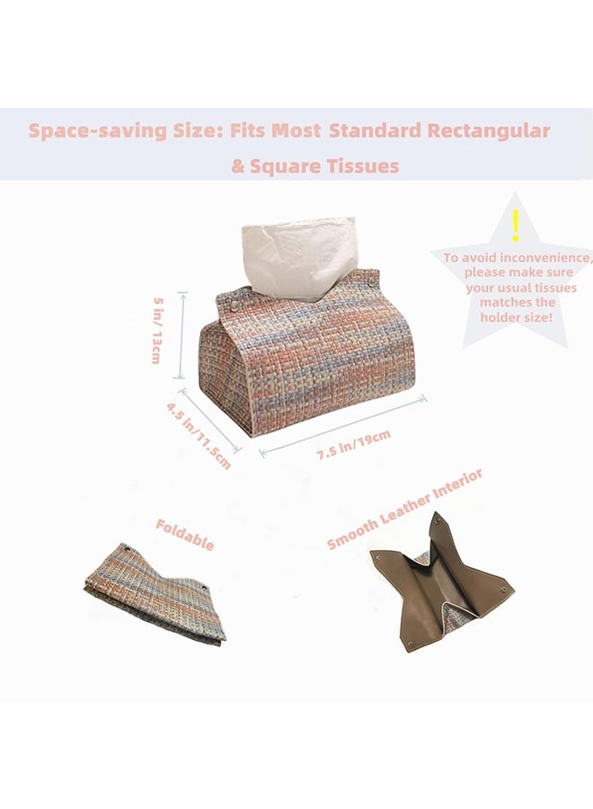 Rectangular Weave Texture PU Leather Tissue Box Cover, Multipurpose Decorative Napkin Paper Towel Holder for Living Room, Bathroom, Office, Car, Hotel & Outdoor - Image 2