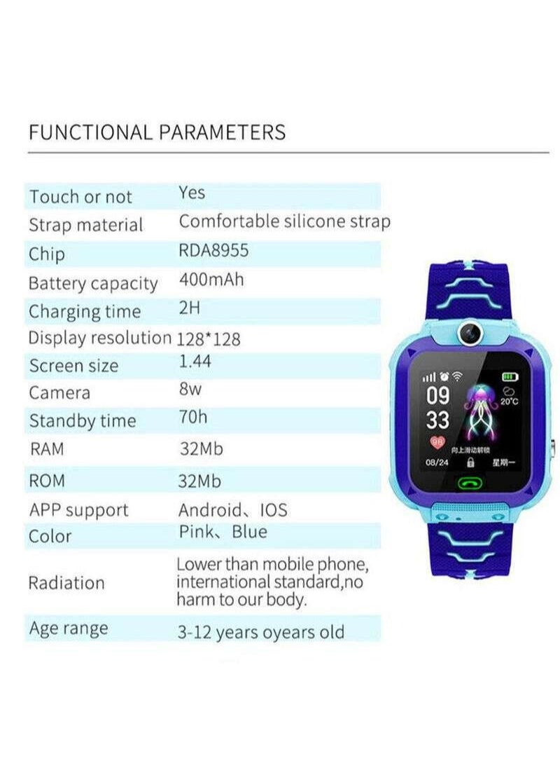Generic - Q12 Kids Smart Watch Phone with LBS Tracking and SIM Card Support pink - Image 1