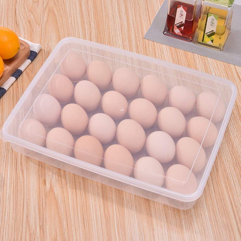 Kitchenwell 24 Grid Egg Storage Box Egg Refrigerator Storage Tray, Stackable Plastic Egg Containers for Fridge Kitchen Size of The 24 Egg (Pack of 1), Rectangular - Image 1
