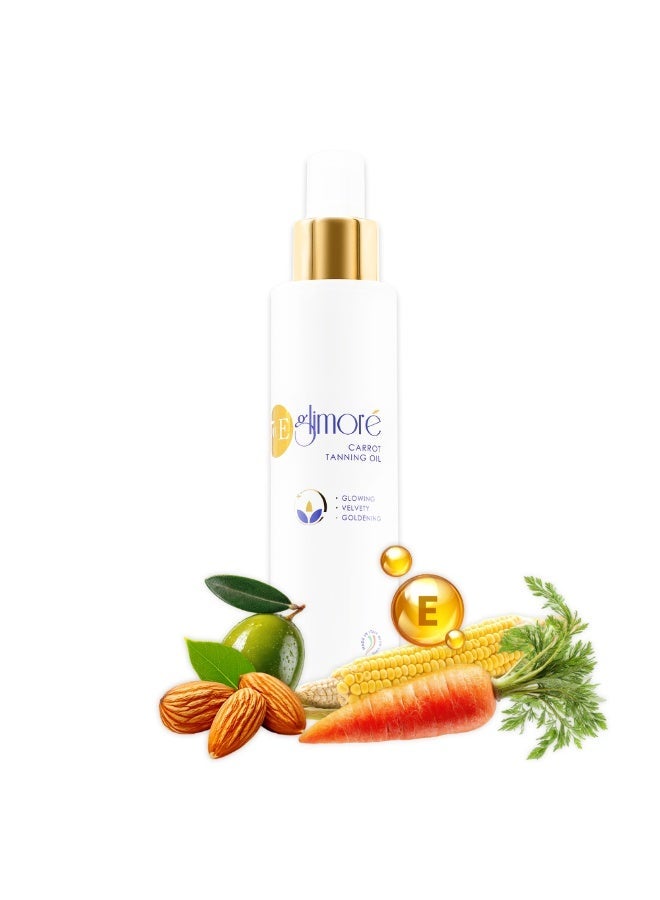 glimore Carrot Sun Oil Tanning Oil 150ml – Natural Carrot Root Extract & Sweet Almond Oil – Nourishing Tan Enhancer for Golden Glow – Vitamin E & Botanical Oils – Low UV Protection for Experienced Tanners - Image 1