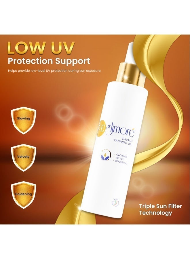 glimore Carrot Sun Oil Tanning Oil 150ml – Natural Carrot Root Extract & Sweet Almond Oil – Nourishing Tan Enhancer for Golden Glow – Vitamin E & Botanical Oils – Low UV Protection for Experienced Tanners - Image 3