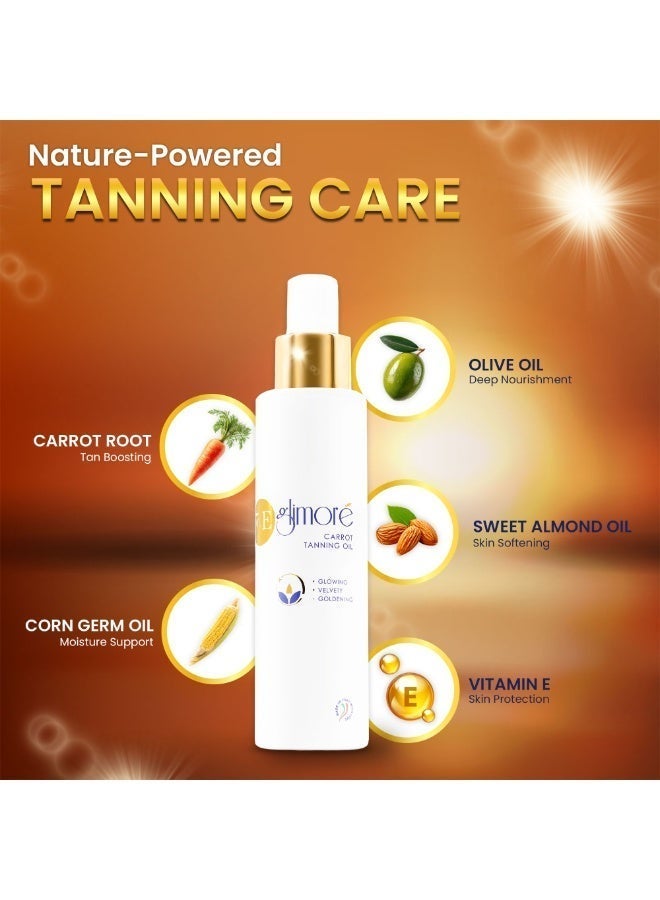 glimore Carrot Sun Oil Tanning Oil 150ml – Natural Carrot Root Extract & Sweet Almond Oil – Nourishing Tan Enhancer for Golden Glow – Vitamin E & Botanical Oils – Low UV Protection for Experienced Tanners - Image 4