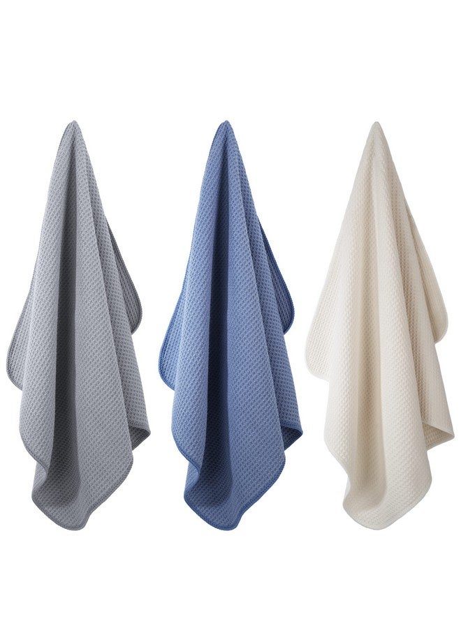 POLYTE Premium Microfiber Kitchen Dish Hand Towel Waffle Weave 12 Pack (16x28 in, Dark Blue, Gray, Off White) - Image 2