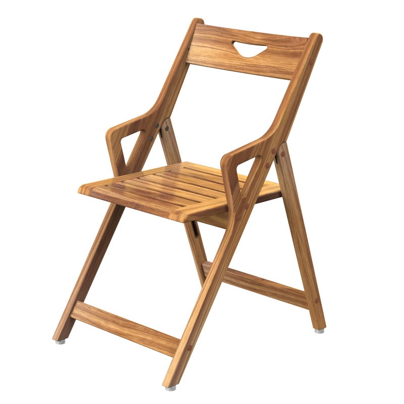 NNN Solid Teak Folding Shower Chair - Pivoting Backrest & Forward-Leaning Armrests for Easy Stand-Up, 350lb Capacity, Space-Saving Fold & Anti-Slip Feet for Elderly Bath Safety - Image 2