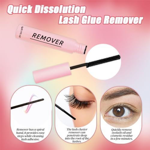 DNSGOOR DIY Lash Extension Kit 584 Pcs Lashes Clusters with Bottom Lashes Lash Bond and Seal Glue Remover Lash Shampoo Cleansing Brush Headband Wristband Tweezers Eyelash Brush Applicator - Image 4