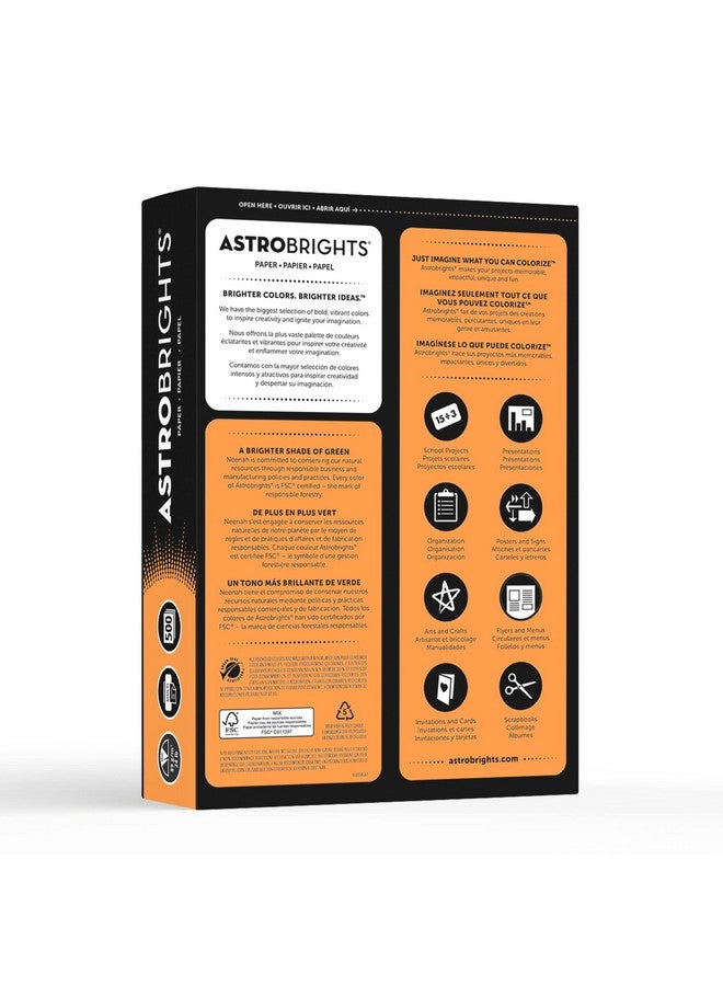 نينا ورق ألوان زاهية من أستروبرايتس مقاس 8 1/2 بوصة. × 11 بوصة. حزمة برتقالية كونية معتمدة بوزن 24 رطلاً من 500 ورقة 21658 - Image 2